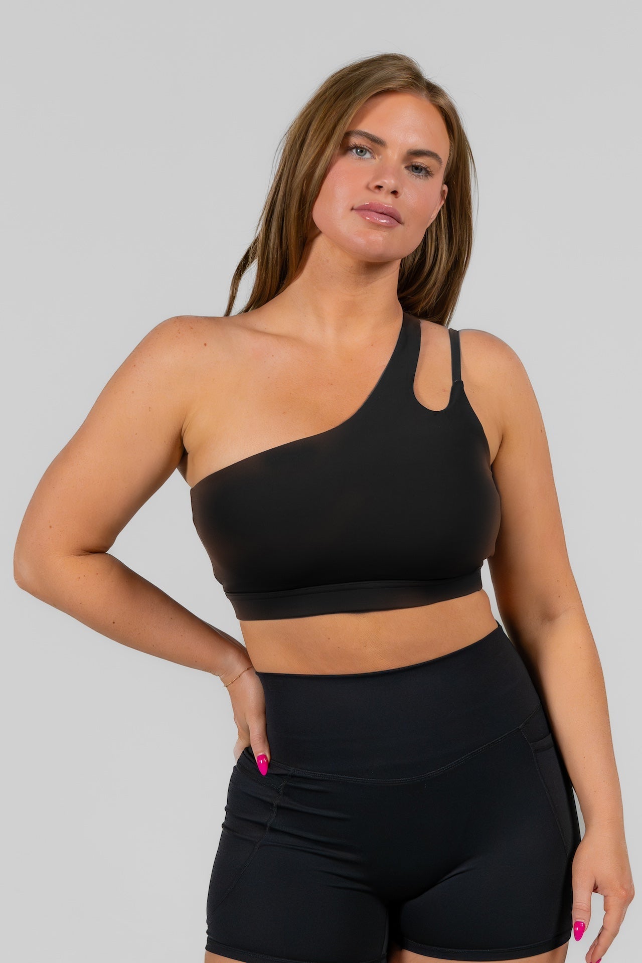 SERENE transform asymmetical sports bra Black