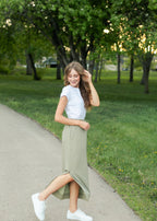 Bradi Side Zipper Athletic Maxi Skirt