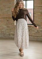 Braylyn Brown Floral Midi Skirt