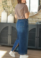Bria Dark Wash Denim Maxi Skirt