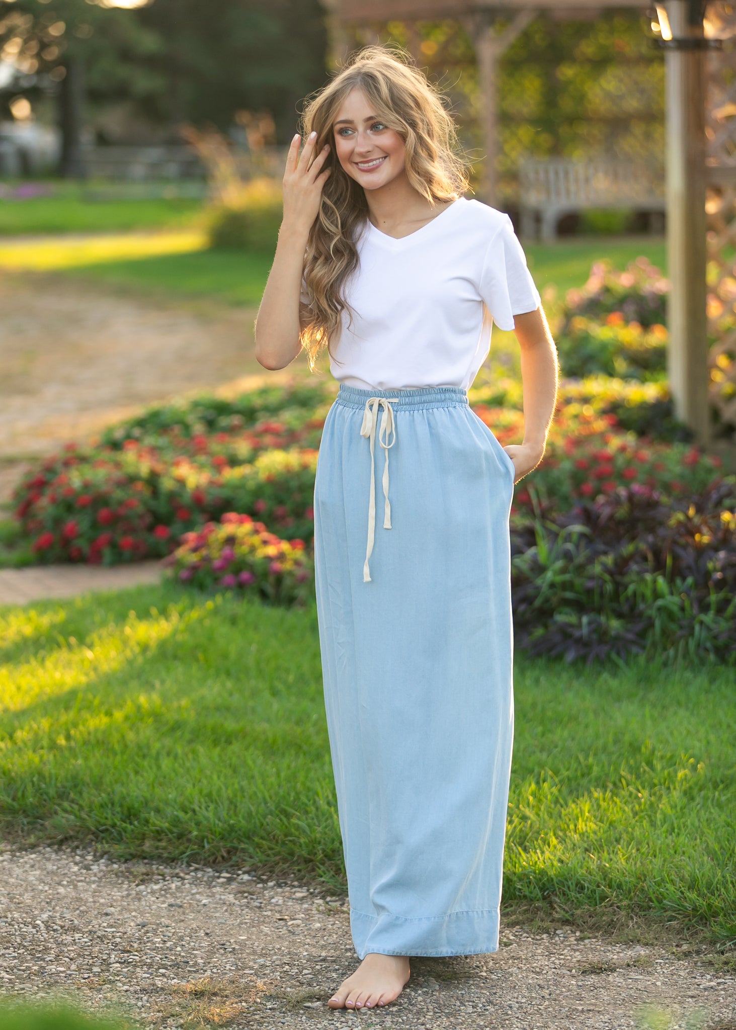 Cleo Chambray Tie Maxi Skirt 2XL