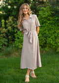 Essential Taupe Short Sleeve Gauze Shirt Dress 2XL