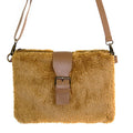 Fashionable Sherpa Fleece Belt Crossbody Bag Brown