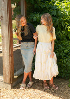 Greta Light Wash Midi Denim Skirt