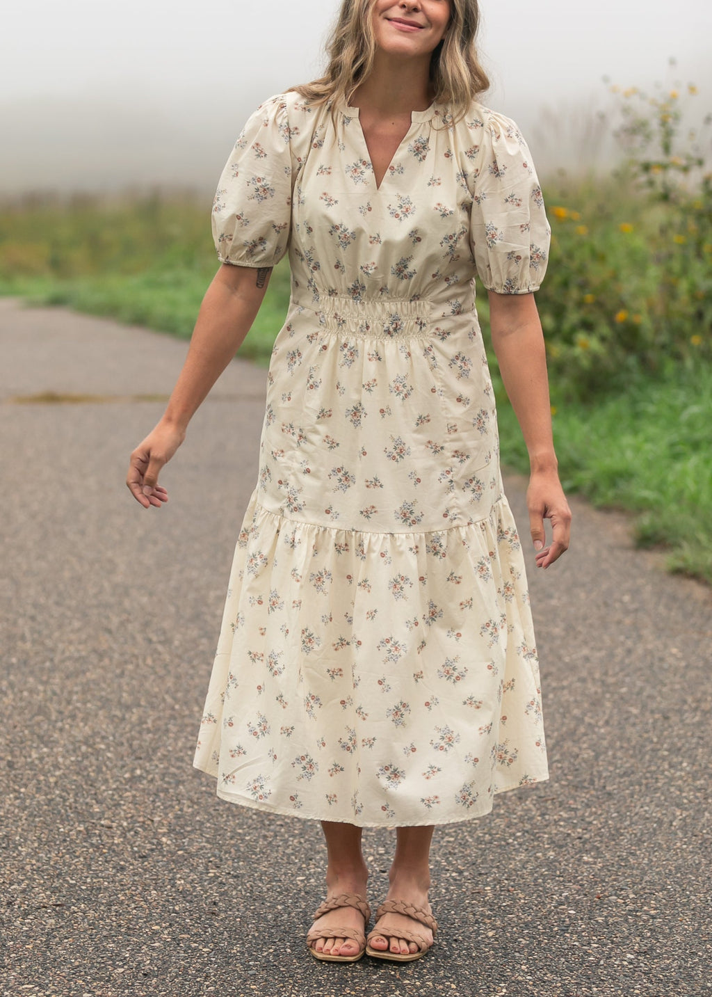 Katrina Half Sleeve Floral Midi Dress 2XL