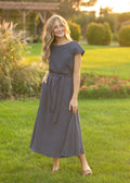 Lily Navy Gauze Belted Midi Dress 2XL