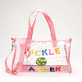 PICKLE BALLER Message Printed Transparent Boston Bag / Crossbody Bag Clear, Pink