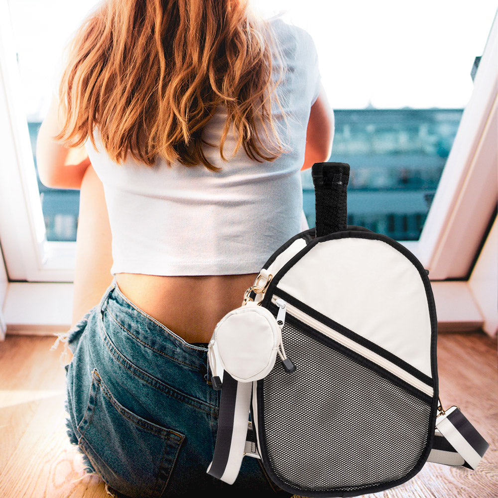 Pickleball Sling Bag / Crossbody Bag Black, Ivory