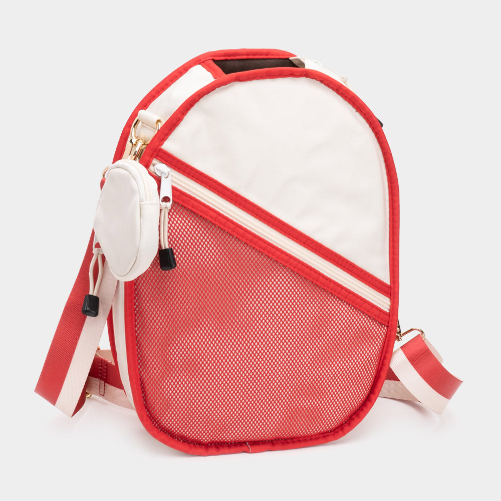 Pickleball Sling Bag / Crossbody Bag Ivory, Red