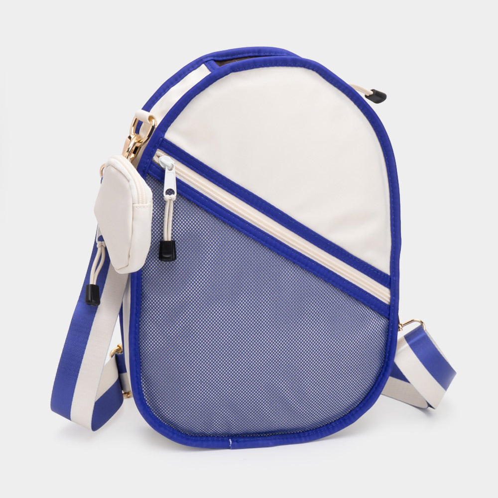 Pickleball Sling Bag / Crossbody Bag Ivory, Royal Blue