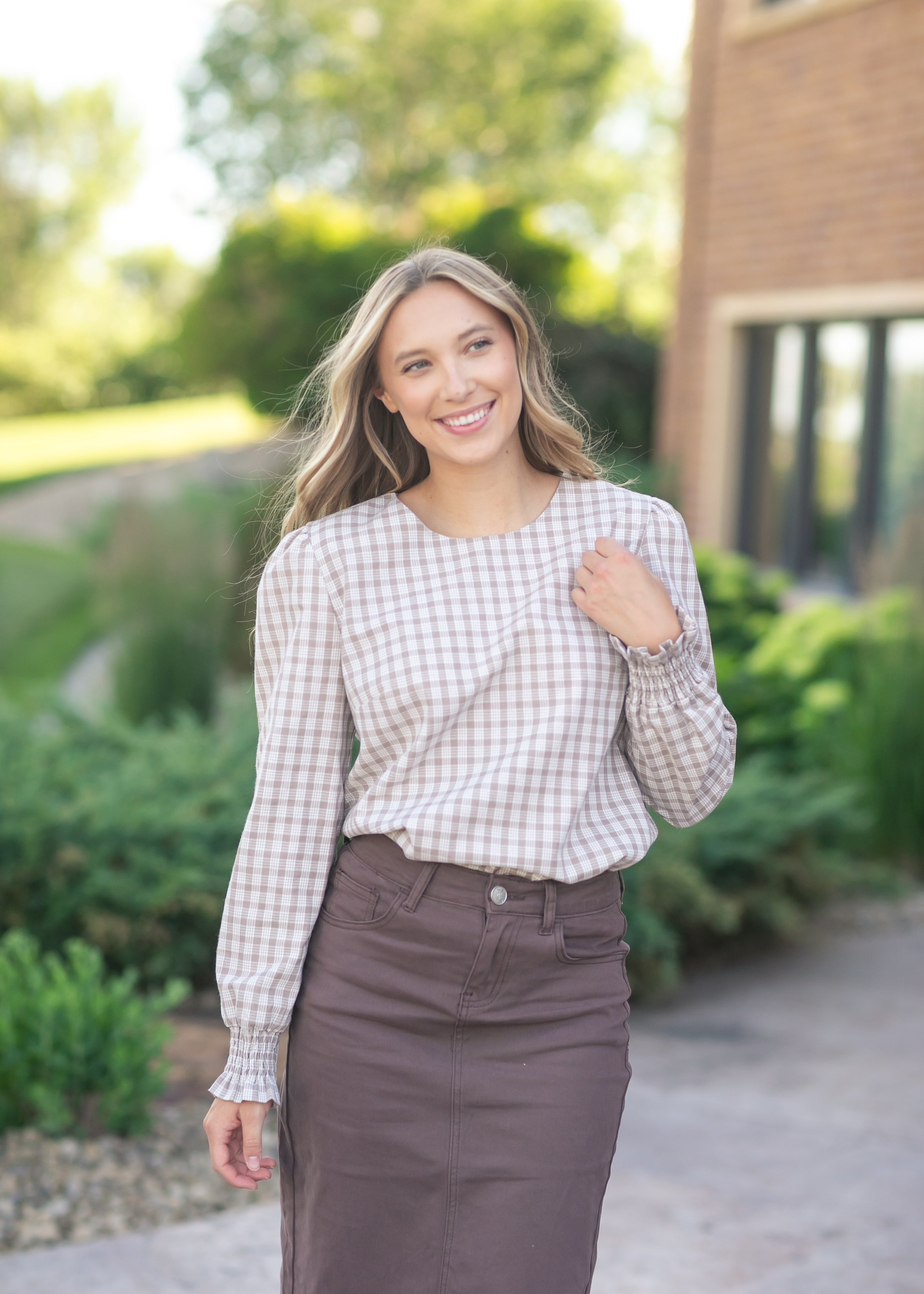 Blake Cinched Sleeve Blouse Cream