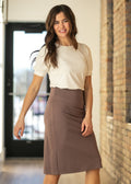 Quinn Deep Taupe Knit Midi Skirt XL
