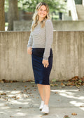 Quinn Navy Knit Midi Skirt 4XL